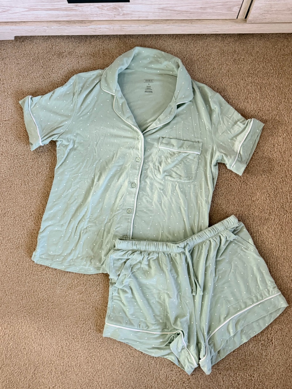 Auden Light Sage Green Polka Dot Short Pajama Set